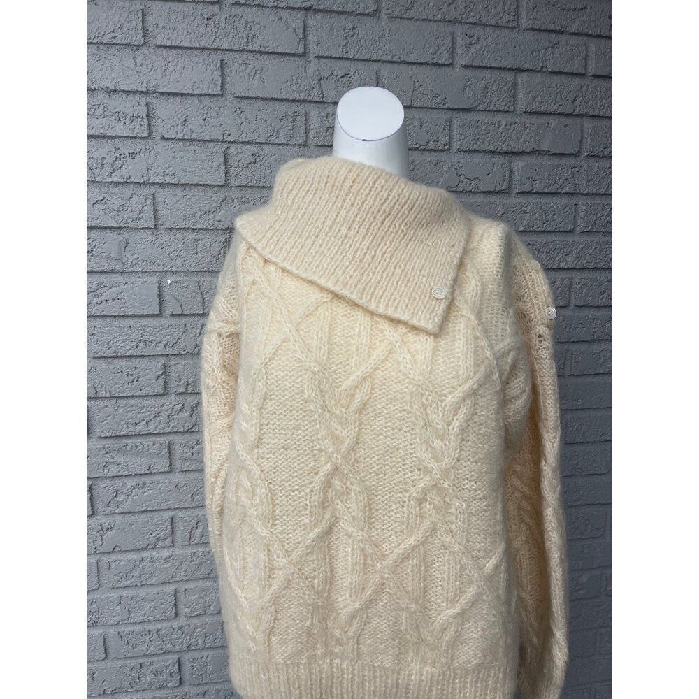 Britches of Georgetowne Women Cream Long Sleeve Wool Blend Sweater Size S/M